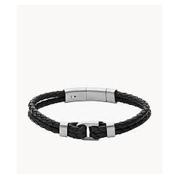 Bracelet Heritage D-Link Acier cuir noir