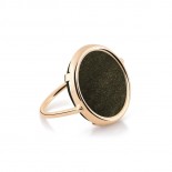 GINETTE NY Bague Disc Or rose Obsidienne Dorée RDGO