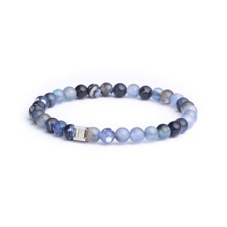 Bracelet Gem Indigo Agate Bleue 6 mm