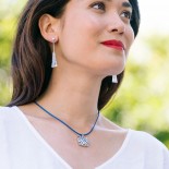 UNA STORIA Collier Cordon Coton Huilé Bleu 42 cm CORCOBL