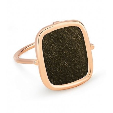 GINETTE NY Bague Or rose Antique obsidienne dorée RANTGO