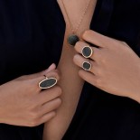 GINETTE NY Bague Or rose Antique obsidienne dorée RANTGO