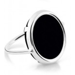 GINETTE NY Bague Disck Ring Onyx en Or Blanc RDOBG