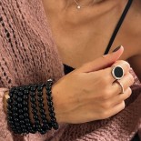 GINETTE NY Bague Disck Ring Onyx en Or Blanc RDOBG