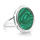 GINETTE NY Bague Disck Ring Malachite en Or Blanc REVMG