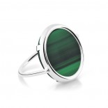 GINETTE NY Bague Disck Ring Malachite en Or Blanc REVMG