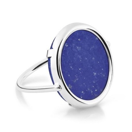 GINETTE NY Bague Disk Ring lapis lazuli en Or Blanc REVLG