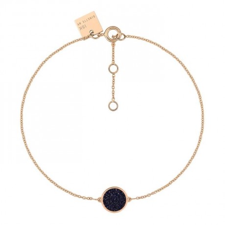 GINETTE NY Bracelet Or Rose Disc sable bleu BEVEB3