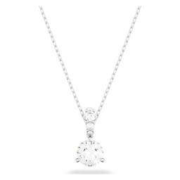 Collier Solitaire Métal argenté Cristaux blancs