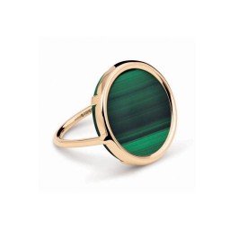 Bague Disc Ring Or rose Malachite