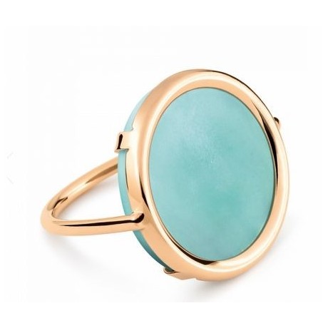 GINETTE NY Bague Disc Ring Or rose Amazonite RDA