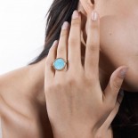 GINETTE NY Bague Disc Ring Or rose Amazonite RDA