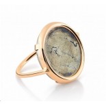 GINETTE NY Bague Disc Ring Or rose Pyrite RDFG