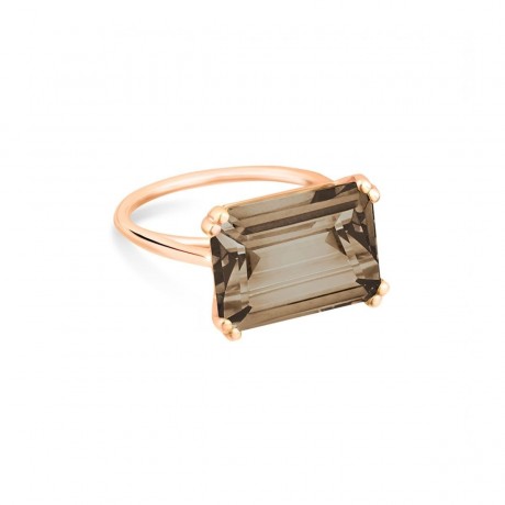 GINETTE NY Bague Cocktail Or rose Quartz fumé RCOKSQ3