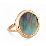 GINETTE NY Bague Disc Ring Or rose Nacre noire RDNB