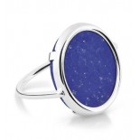 GINETTE NY Bague Disk Ring lapis lazuli en Or Blanc REVLG