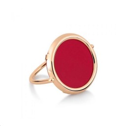 Bague Disc Ring Or rose Corail