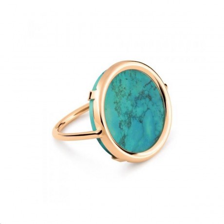 GINETTE NY Bague Disc Ring Or rose Turquoise RFSD