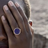 GINETTE NY Bague Disc Ring Or rose Lapis lazuli REVL