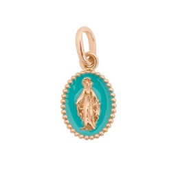 Pendentif Madone Or rose Résine turquoise vert