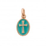 GIGI CLOZEAU Pendentif Croix Or rose Résine turquoise B5CO009R33