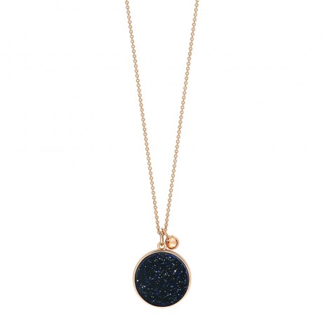 GINETTE NY Collier Ever Disc Or rose Pierre sable bleue EVEB