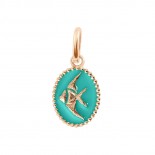 Pendentif Poisson ange Or rose Résine turquoise vert