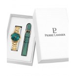 PIERRE LANNIER Coffret Multiples 30 mm Quartz + Cuir Vert 351K562