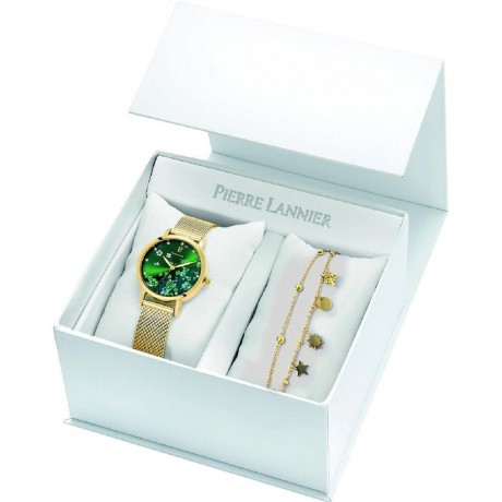 PIERRE LANNIER Coffret Tallia 36 mm Quartz + Bracelet Acier Doré 178F572