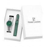 PIERRE LANNIER Coffret Chousuette 30 mm Quartz + Cuir Vert 170G671