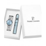 PIERRE LANNIER Coffret Multiples 30 mm Quartz + Cuir Bleu 173G661