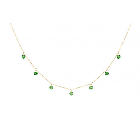 Collier Confetti Vert Or jaune 7 Tsavorites