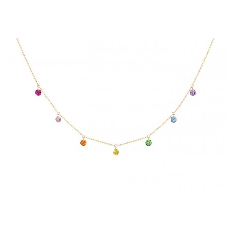 Collier Confetti Rainbow Or Jaune 7 pierres 0.90 ct